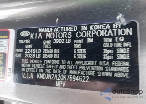 2019 Kia Soul z USA, uszkodzony, nr VIN KNDJN2A20K7694622